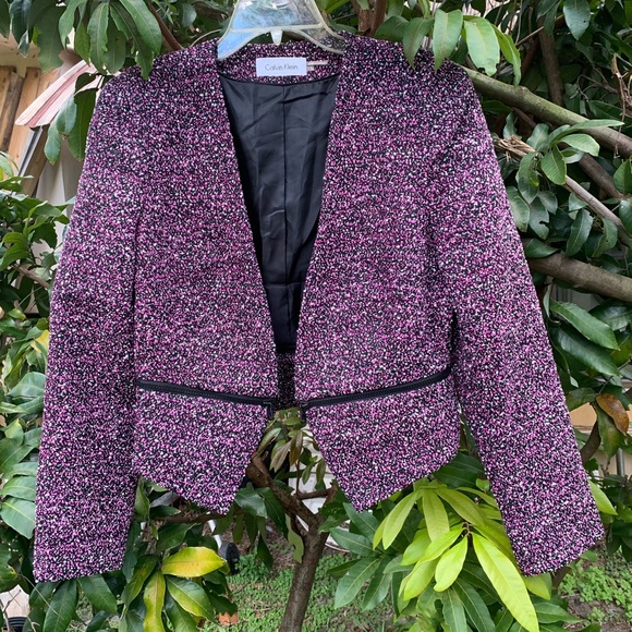✨⚡️💥 Calvin klein High Waisted Tweed Blazer 2in1 Blazer - Picture 1 of 7